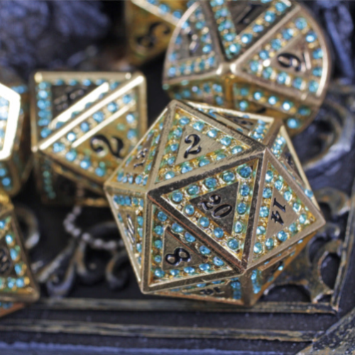 Bejeweled Treasure 7-Piece Metal Dice Set