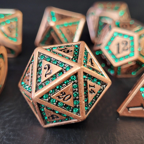 Burnished Emerald 7-Piece Metal Dice Set