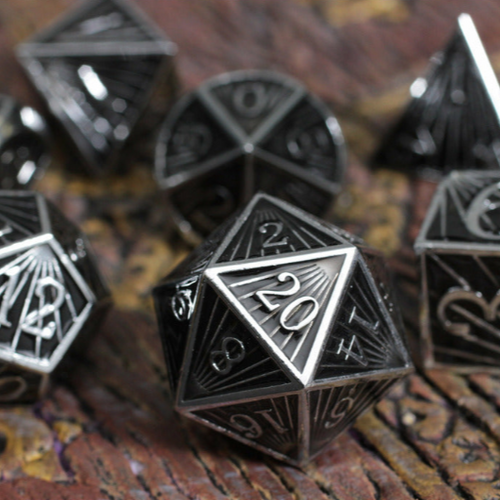 Deco Black Metal RPG Dice Set 7