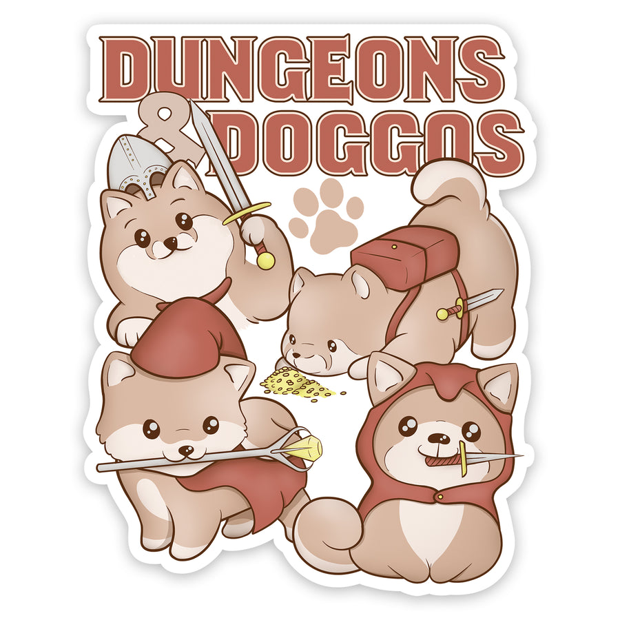 Dungeons & Doggos Waterproof Die Cut Vinyl Sticker