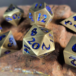 Forged Lore Antique Bronze with Blue Mica 7-Piece Metal Dice Set