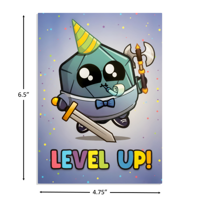 GlassStaff DnD Level Up Greeting Card dimensions