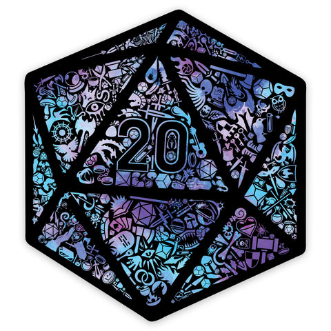 Mosaic D20 Waterproof Die Cut Vinyl Sticker