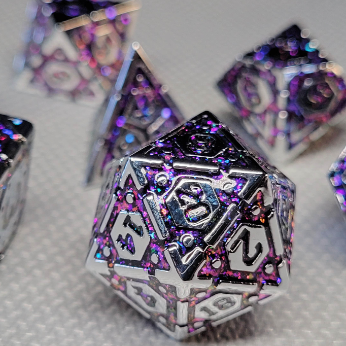 Nexus Purple 7-Piece Metal Dice Set
