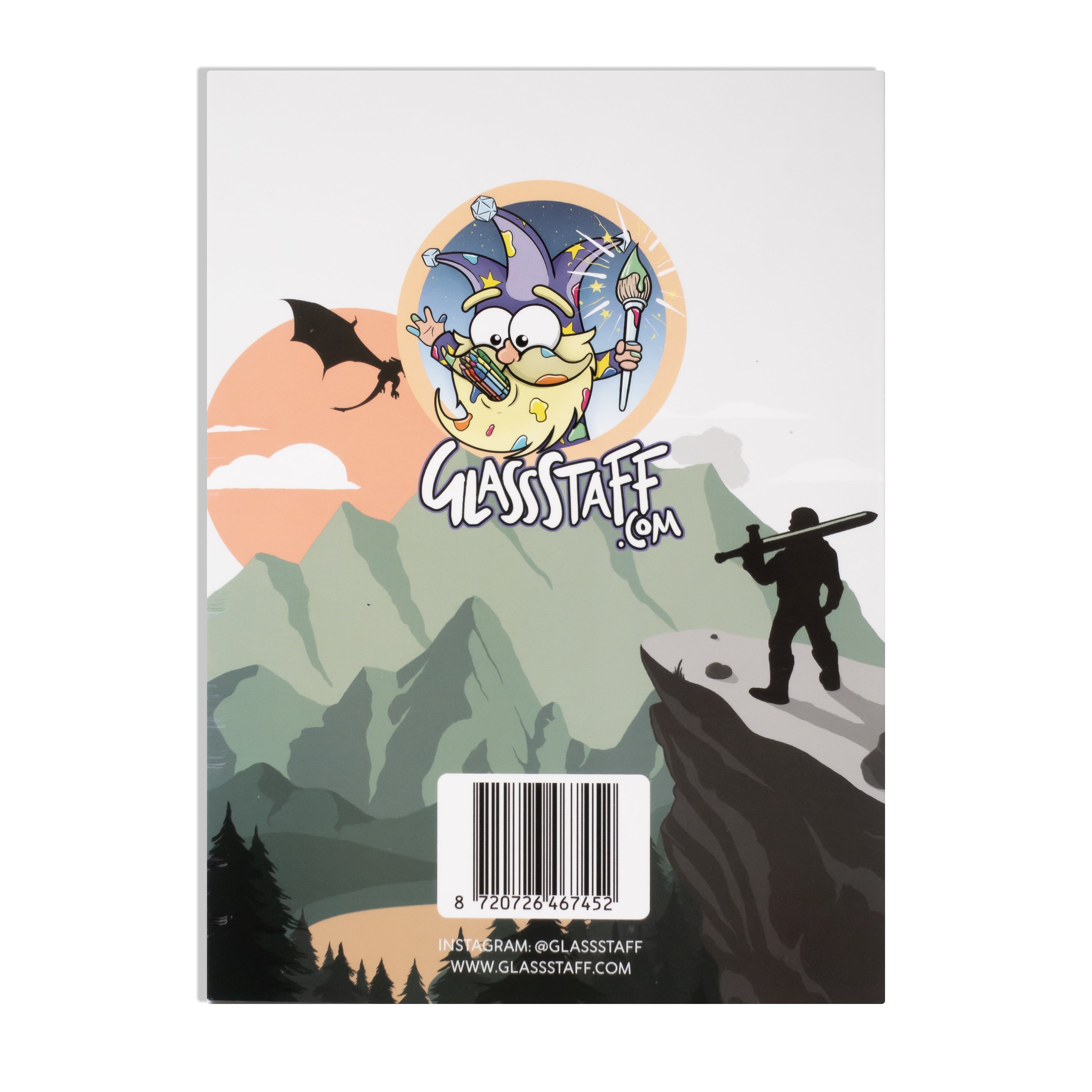 GlassStaff Designs D20 Landscape Greeting Card. Back side