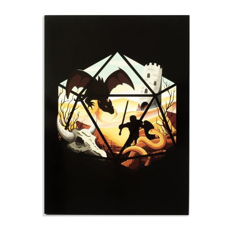 GlassStaff Designs, Dragon D20 DnD-Themed Greeting Card, Front